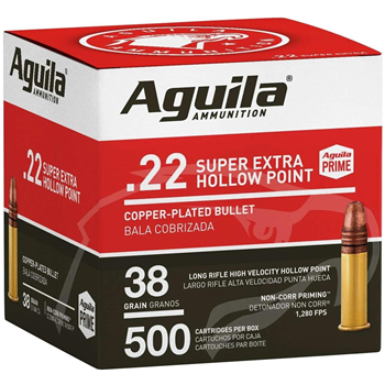 Aguila Standard High Velocity Brass .22 LR 38 Grain 250-Rounds CPHP - $15.59 ($7.99 S/H on Firearms) - $15.59