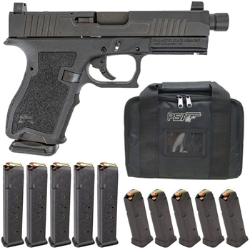 PSA Dagger Compact 9mm Pistol With Doctor Slide &amp; Threaded Barrel, Black DLC With 10 PMAGs 27rd/15rd Magazines &amp; PSA Pistol Bag - $399.99 - $399.99