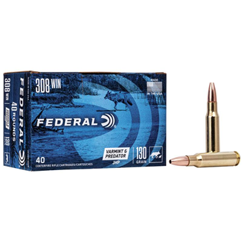 FEDERAL AMMO 308 Win 130Gr JHP Varmint / Predator 40rd - $62.99 - $62.99