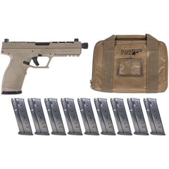PSA 5.7 Rock Complete RK1 Optics Ready Pistol With Threaded Barrel &amp; Lower 1/3 Day Sights, Flat Dark Earth With 10 Magazines &amp; PSA Pistol Case - $599.99 - $599.99