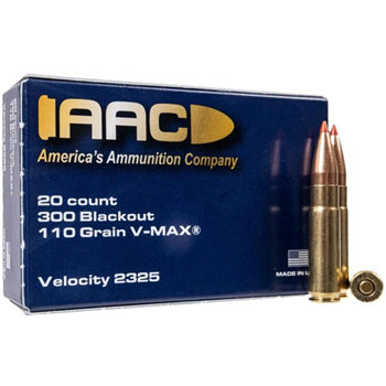 AAC 300 Blackout Ammo 110 Grain V-Max 20rd Box Ammunition - $11.99 + Free Shipping - $11.99